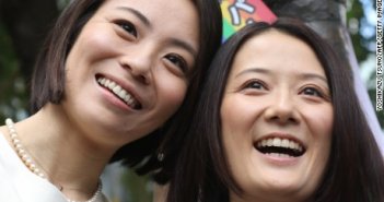 Japan's first official same-sex couple celebrate union in Tokyo